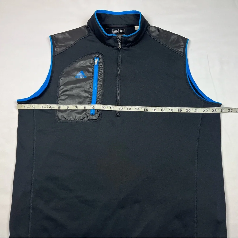 Adidas Climaheat Mens 1/4 Zip Vest Sz Large Black/Blue Golf Pullover B5